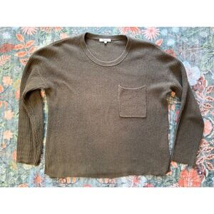 Madewell Ribbed Crewneck Sweater Olive Green Pocket AA782 FA20 Mens Medium